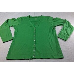 LL Bean L/S Soft 100% Supima Cotton Button Front Knit Cardigan Green Size M EUC